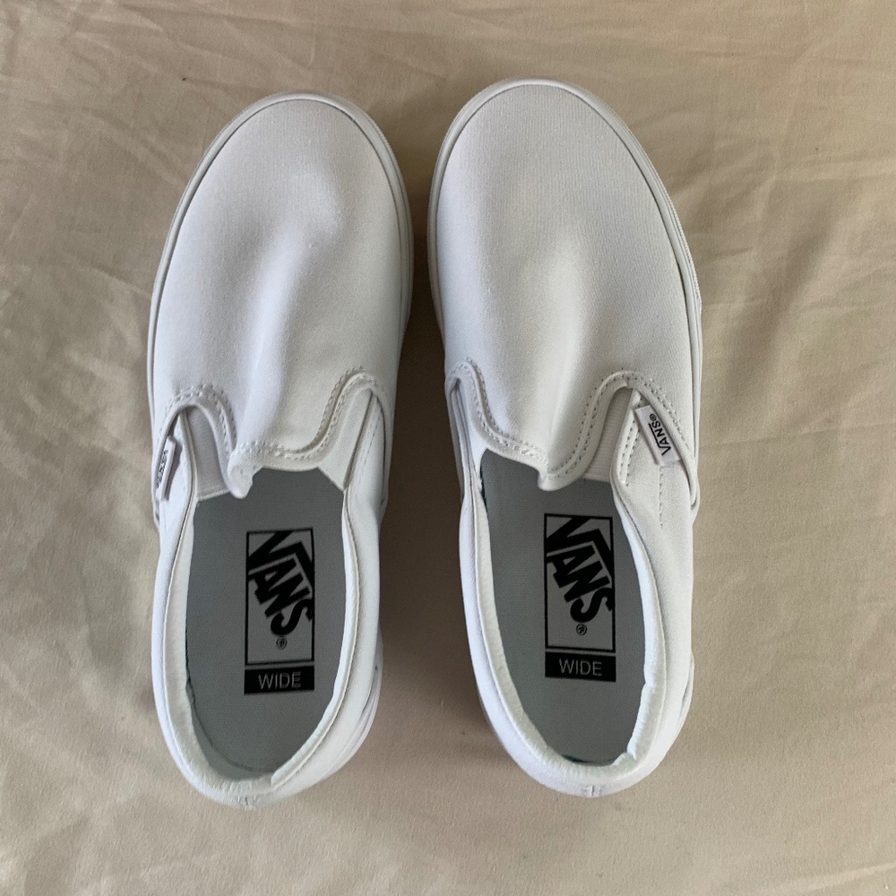 Vans White Slip-On Loafers